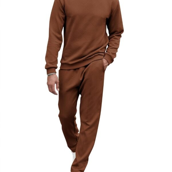 Men's Tracksuit Knit Jacquard 2 Piece Long Sleeve Pullover Jogging Tracksuit Athletic running Casual Sportswear
