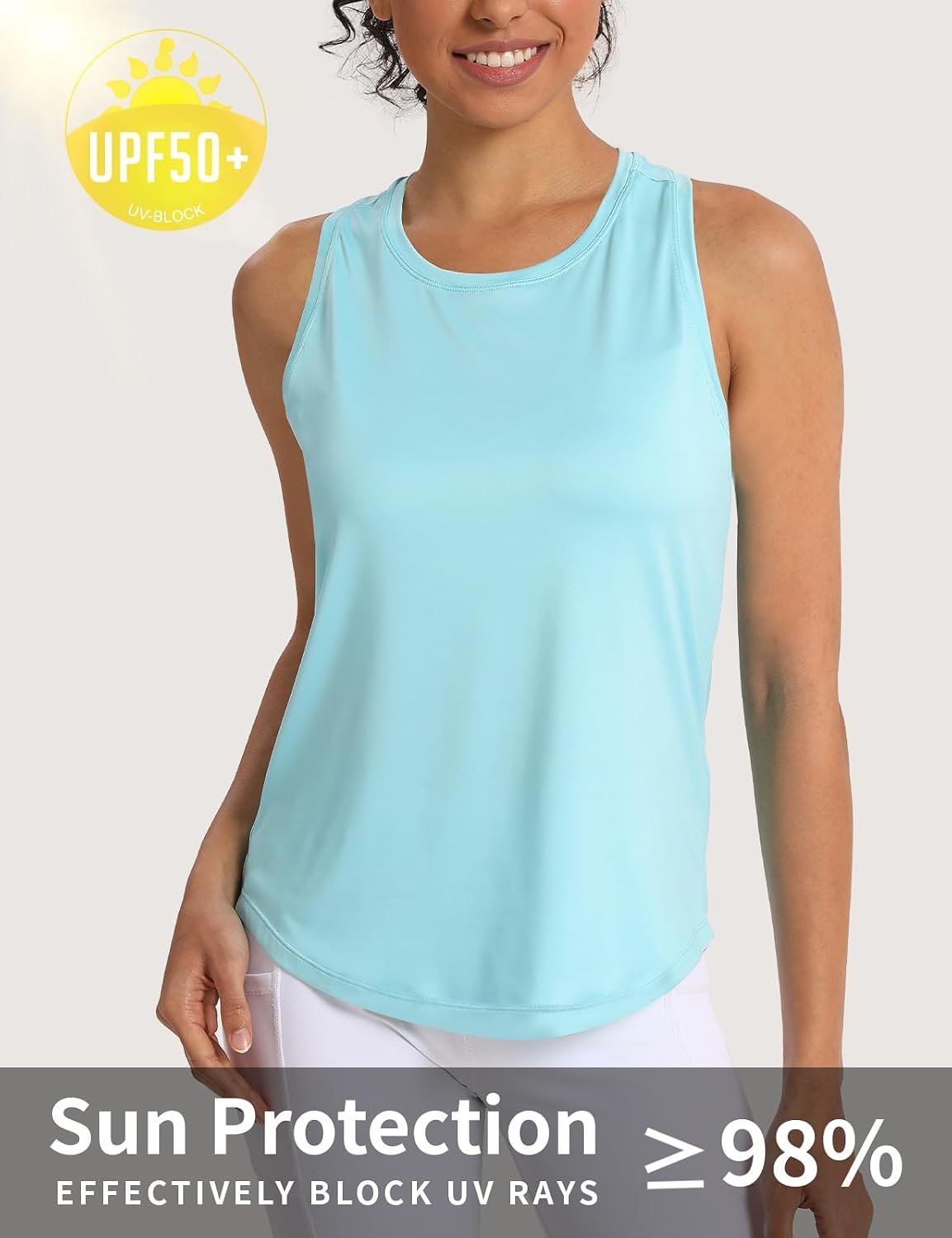 Women's Workout Tank Tops Woman Sleeveless Loose Fit Gym Tops Athletic Shirts Racerback Quick Dry UPF 50+ - Image 2