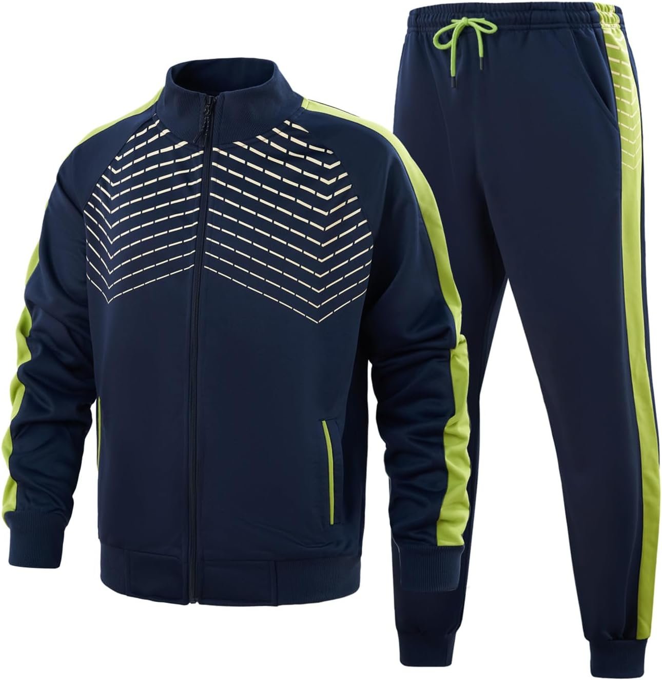 Men's Track Suits Mens Sweatsuit 2 Piece Set Long Sleeve Running Jogging Athletic Sports Set Full Zip Tracksuit - Image 2