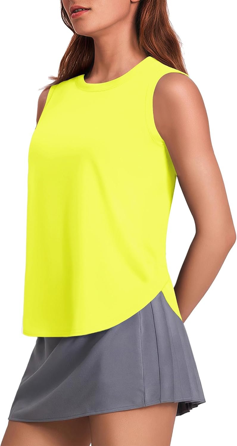 Workout Tank Tops Woman UPF 50+ Yoga Tanks Quick Dry Sleeveless Gym Shirts with Side Slits Loose Fit Athletic Top