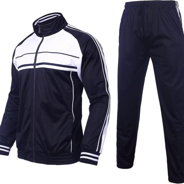 Mens Tracksuit set Classic Striped jogger sweat suit outfit 2 pieces for big tall men outdoor activewear