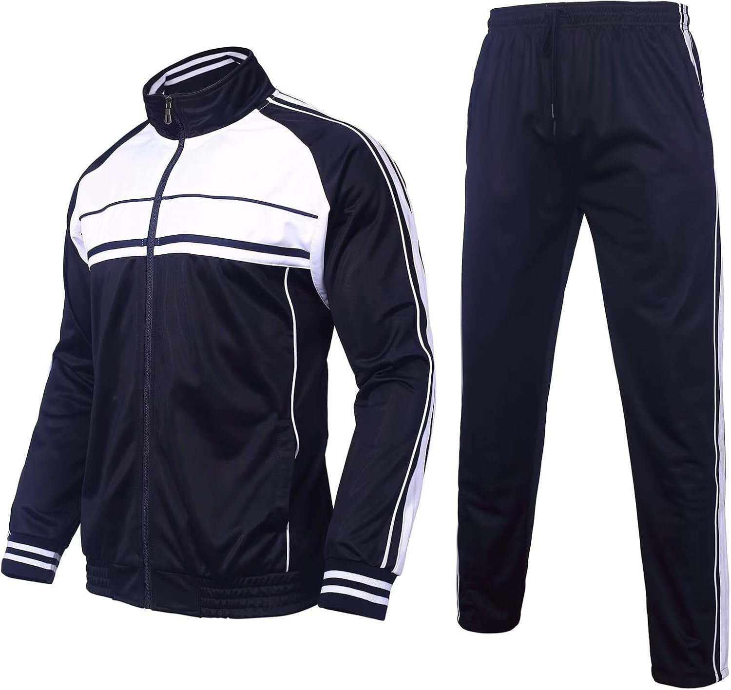 Mens Tracksuit set Classic Striped jogger sweat suit outfit 2 pieces for big tall men outdoor activewear