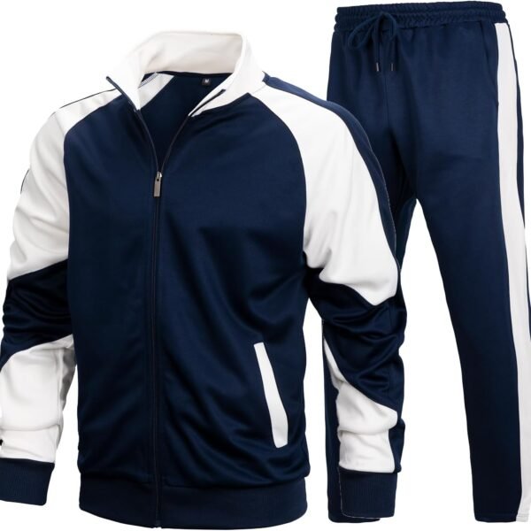 Mens Track Suits Casual Full Zip Sweat Suit Active Jackets and Pants 2 Piece Outfits