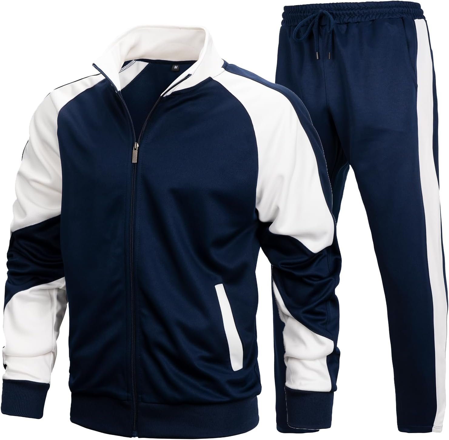 Mens Track Suits Casual Full Zip Sweat Suit Active Jackets and Pants 2 Piece Outfits