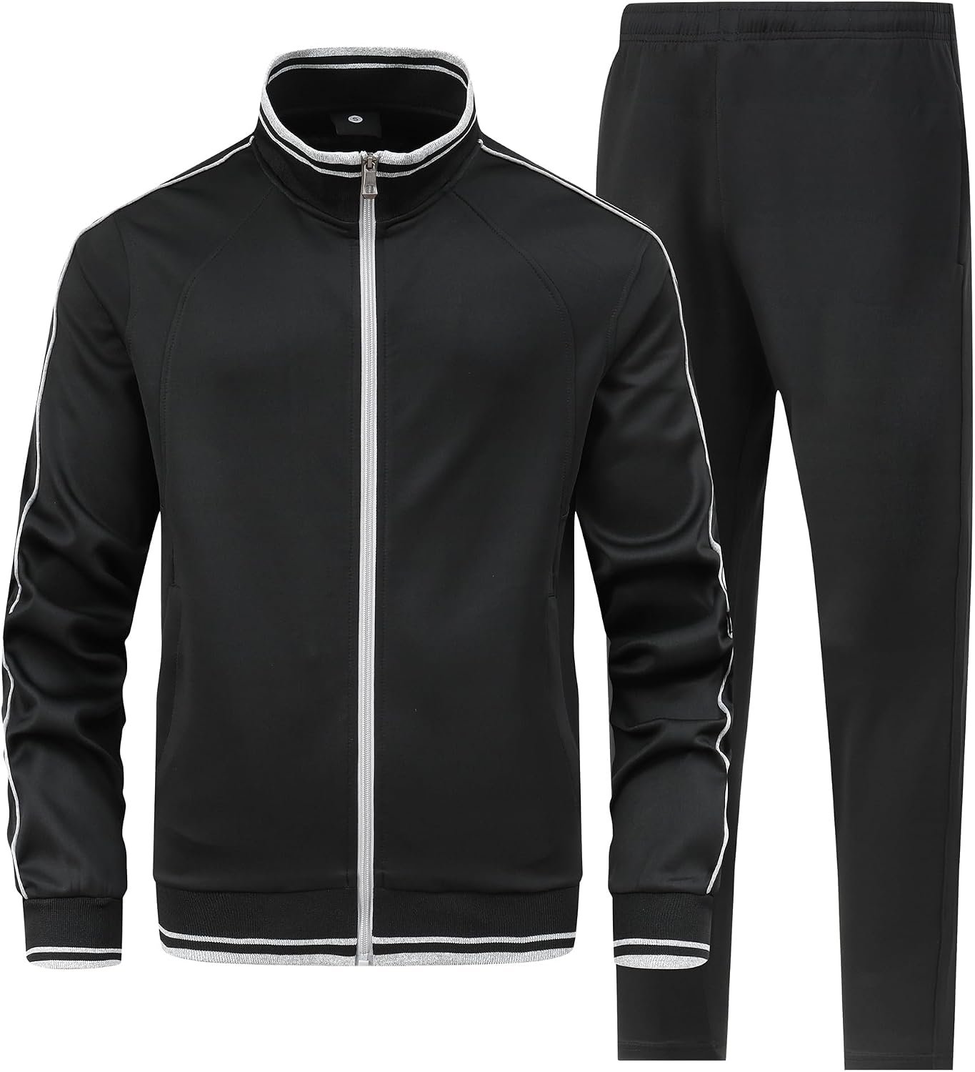 Men's 2 Pieces Athletic Tracksuit Full-Zip Workout Sweatsuit with Active Jackets and Pants - Image 2