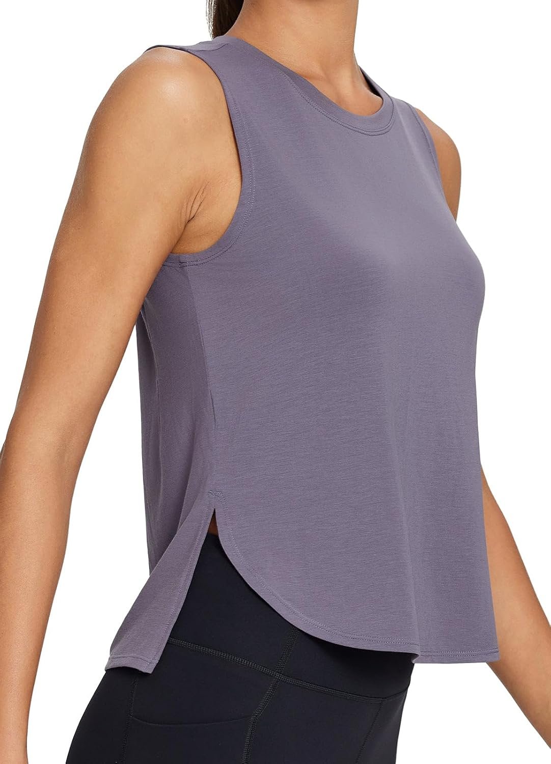 Workout Tank Tops for Women Sleeveless Athletic Tops Flowy Soft Loose Fit Hip Length Running Shirts Gym Quick Dry