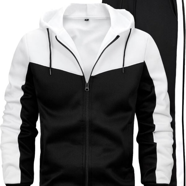 Men's 2 Pieces Tracksuit for Men Full Zip Jogger Sports Suit Gym Training Sweatsuits