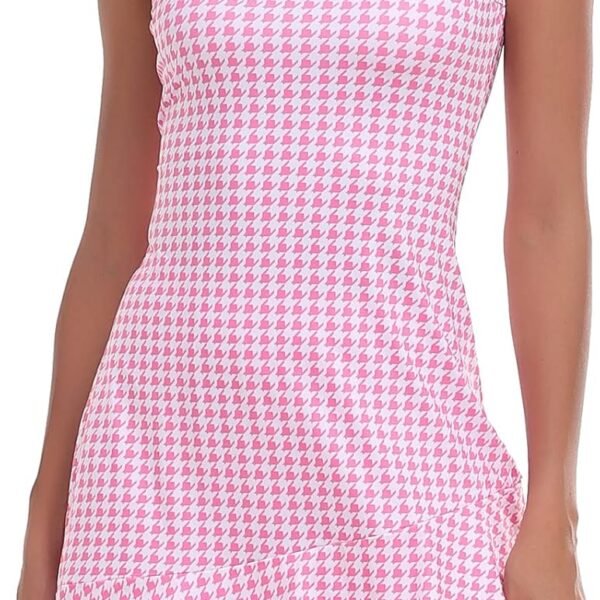 Tennis Dress for Women Sleeveless Golf Dresses with Shorts and Pockets Ruffle Zip Up Stand Collar Golf Outfits