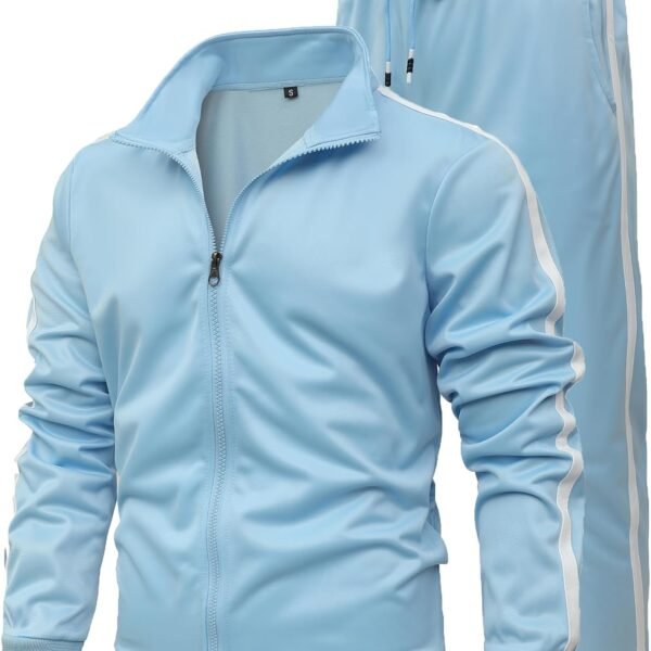 Men's Athletic 2 Pieces Tracksuit Casual Full Zip Jogging Sweat Suit Workout Sports Set Sportswear
