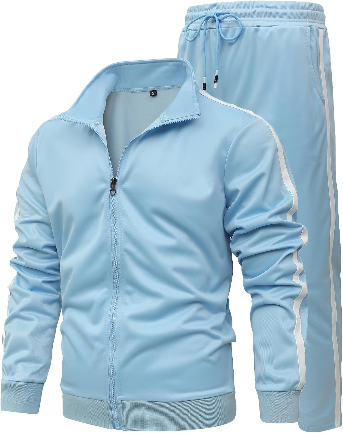 Men's Athletic 2 Pieces Tracksuit Casual Full Zip Jogging Sweat Suit Workout Sports Set Sportswear
