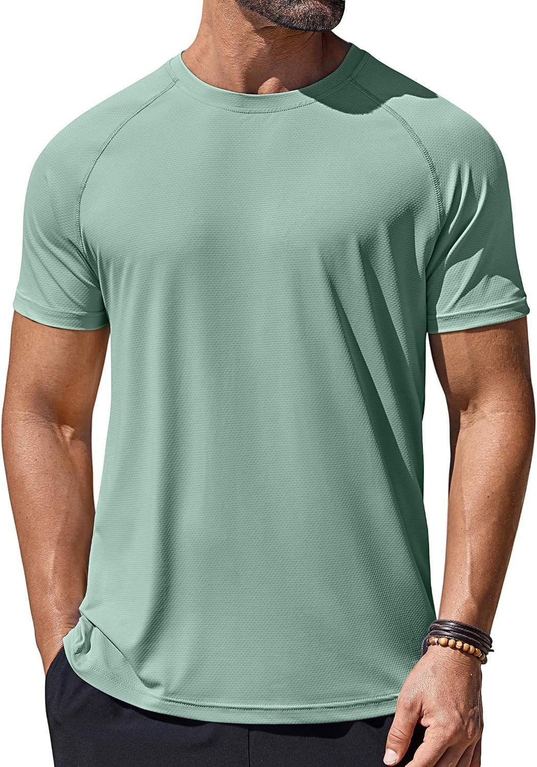 Mens Swim Shirt Short Sleeve UPF 50+ Sun Protection Shirt Athletic Quick Dry T Shirts